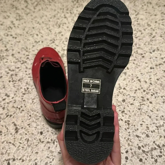 Sam & Libby Red Steel Shank Metal Clip Closures Rain Mud Boots - Picture 7 of 7